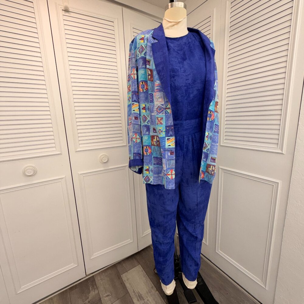 Vintage Carol Little Nautical Set Blues Petite Sz. L or 10 Runs oversized
